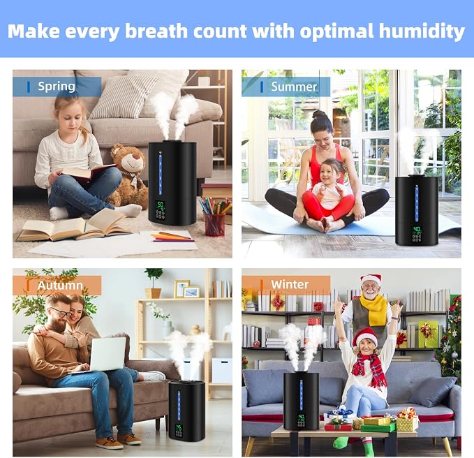 6L Humidifiers for Bedroom Large Room Home,Cool and Warm Humidifier for Baby and Plants Hot Mist Top Fill Desk Humidifiers