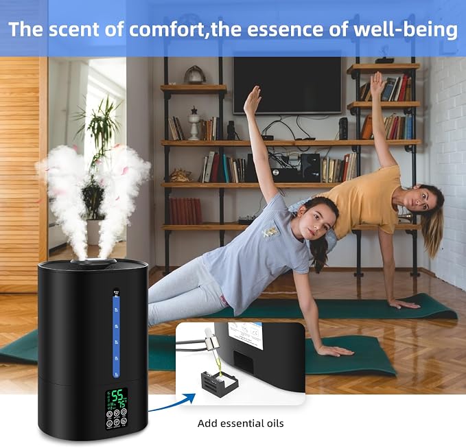 6L Humidifiers for Bedroom Large Room Home,Cool and Warm Humidifier for Baby and Plants Hot Mist Top Fill Desk Humidifiers