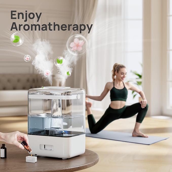 6L Humidifiers for Bedroom Large Room Home, Cool Mist Top Fill Humidifiers for Baby Nursery and Plants, 26dB Quiet