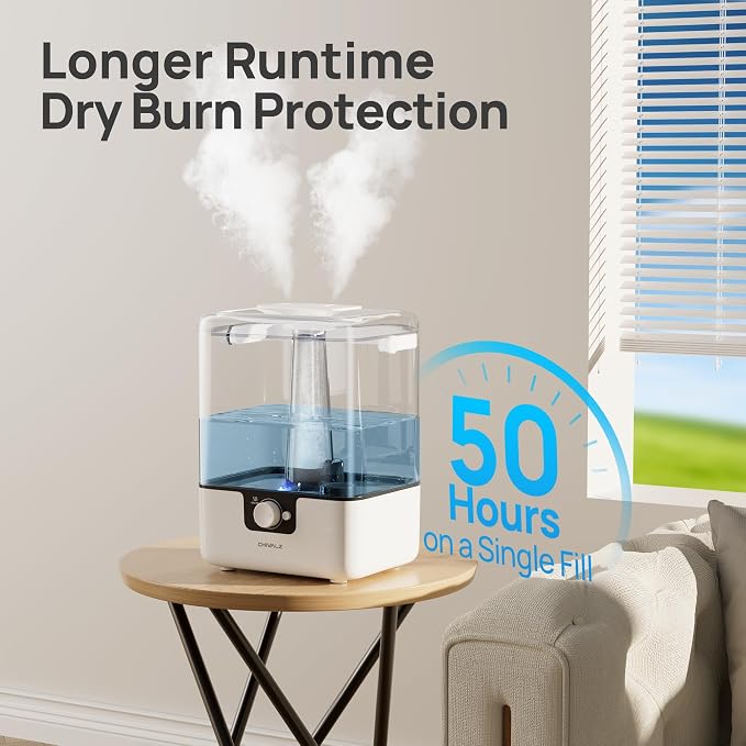 6L Humidifiers for Bedroom Large Room Home, Cool Mist Top Fill Humidifiers for Baby Nursery and Plants, 26dB Quiet