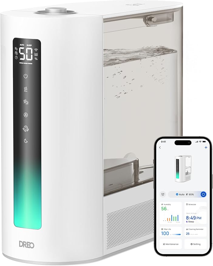 6L Humidifiers for Bedroom, Smart Warm & Cool Mist for Large Room, 60Hr Quiet Runtime for Baby, Plant, Humidity Sensor