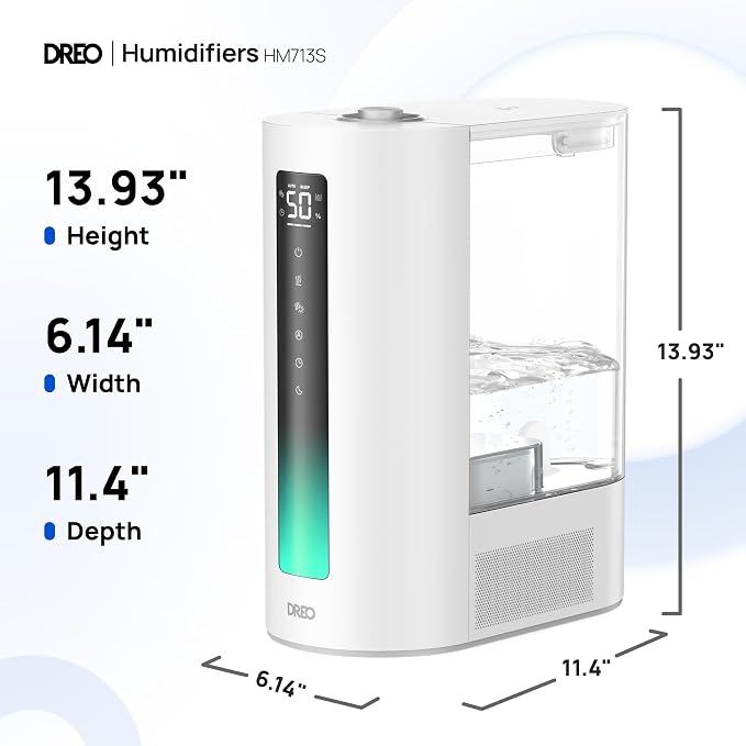6L Humidifiers for Bedroom, Smart Warm & Cool Mist for Large Room, 60Hr Quiet Runtime for Baby, Plant, Humidity Sensor