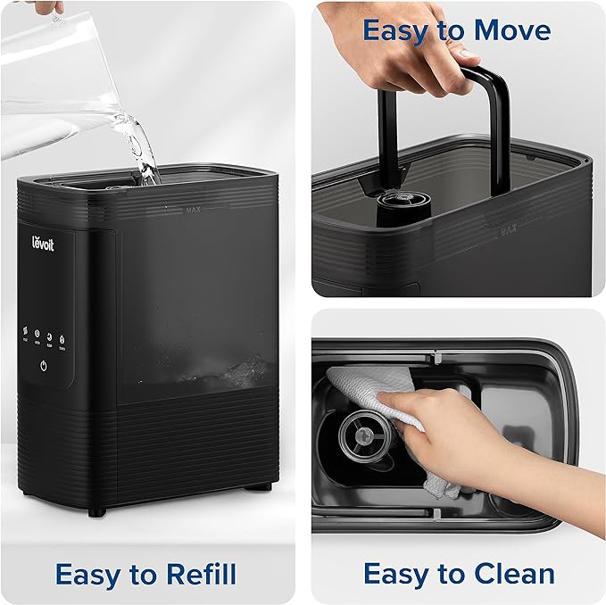 6L Smart Warm and Cool Mist Humidifiers for Home Bedroom, 60H Runtime and Auto Customized Humidity for Large room, Schedule