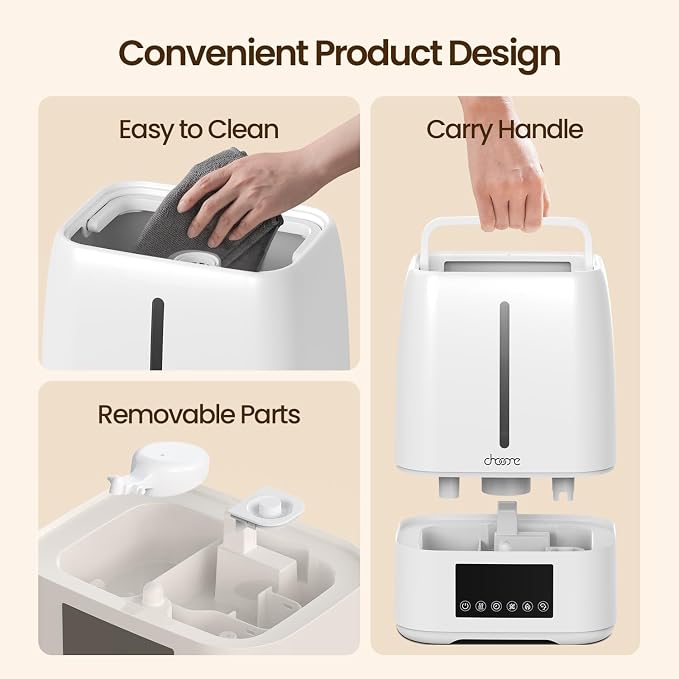 6L Top Fill Ultrasonic Humidifier - Cool and Warm Mist for Bedroom, Baby, Large Rooms & Plants, Smart Humidity Control, Aroma