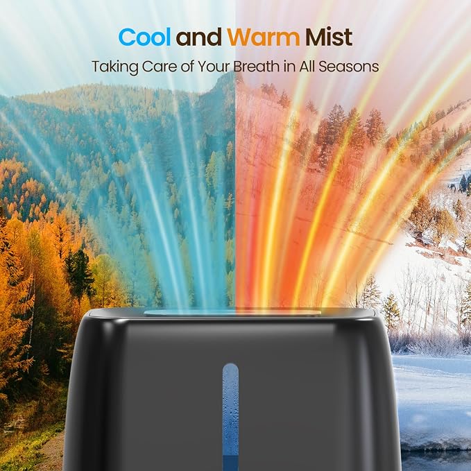 6L Top Fill Ultrasonic Humidifier - Cool and Warm Mist for Bedroom, Baby, Large Rooms & Plants, Smart Humidity Control, Aroma