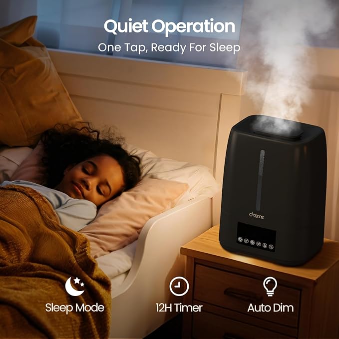6L Top Fill Ultrasonic Humidifier - Cool and Warm Mist for Bedroom, Baby, Large Rooms & Plants, Smart Humidity Control, Aroma