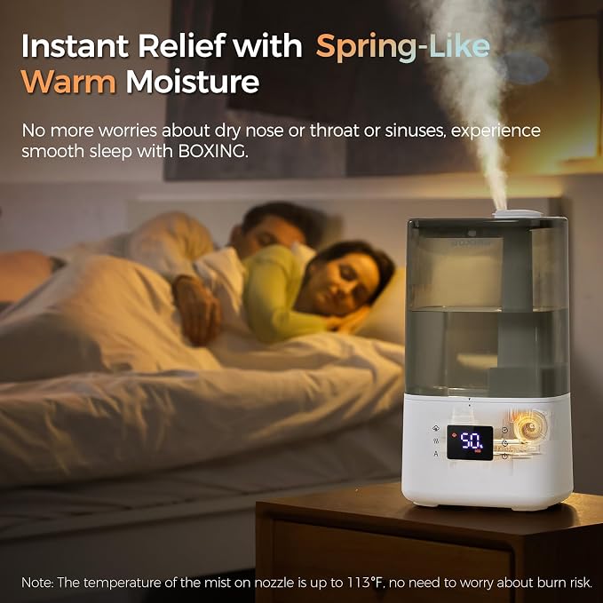 6L Warm & Cool Mist Humidifiers for Bedroom, Air Humidfier for Large Room with Remote Control, alternate product view 2