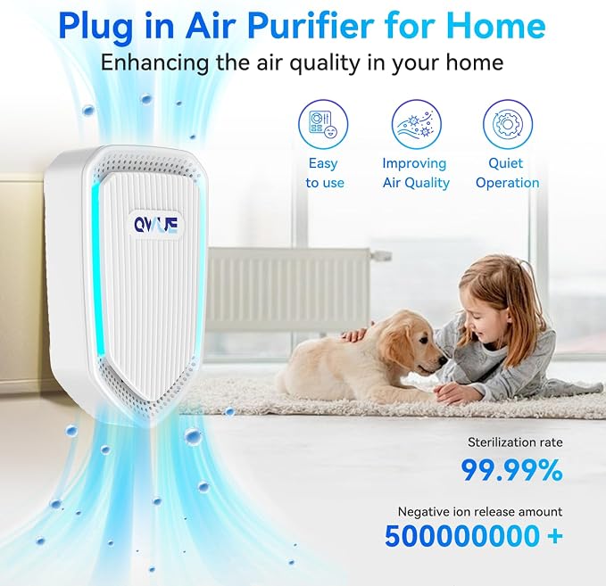 6Pack Air Ionizer Plug In, Filterless Home Negative Air Purifier, Quiet Air Freshener Portable Cleaner for Odors Smoke Dust