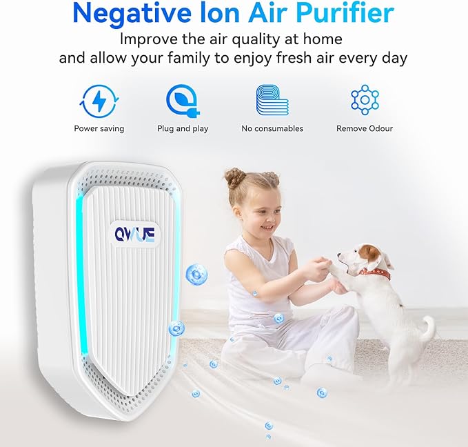 6Pack Air Ionizer Plug In, Filterless Home Negative Air Purifier, Quiet Air Freshener Portable Cleaner for Odors Smoke Dust