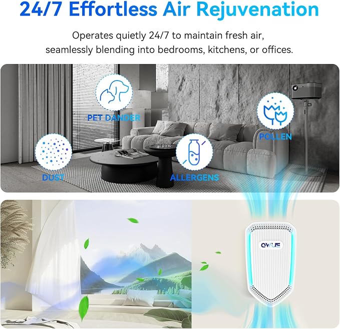 6Pack Air Ionizer Plug In, Filterless Home Negative Air Purifier, Quiet Air Freshener Portable Cleaner for Odors Smoke Dust