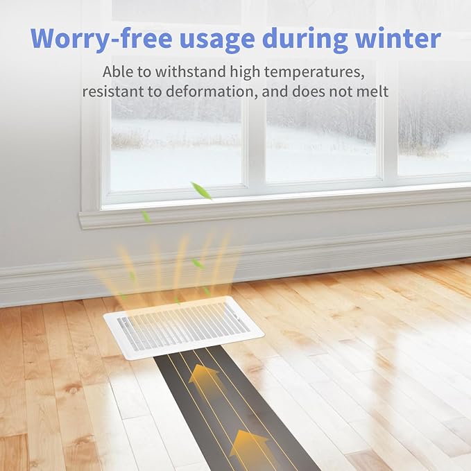 6x10 Inch Floor Register 2 Pack - Heavy Duty Steel Walkable Floor Vents, Easy Adjust Air Supply Lever - Vent Covers for Home