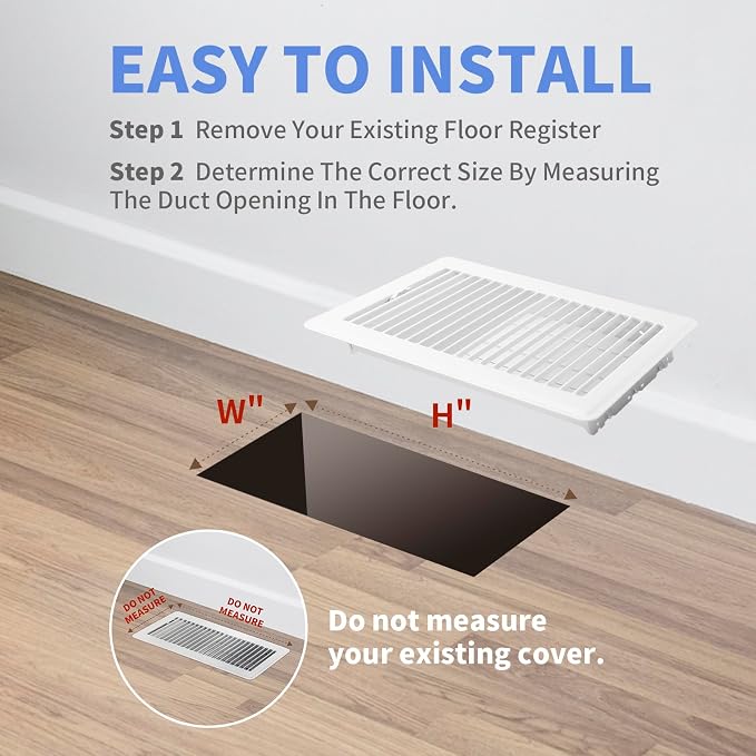 6x10 Inch Floor Register - Heavy Duty Steel Walkable Floor Vents - Easy Adjust Air Supply Lever - Vent Covers for Home