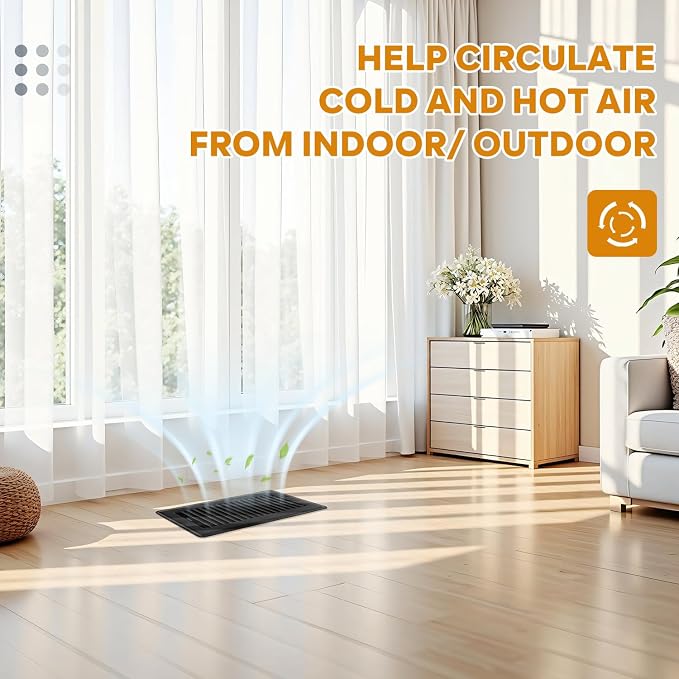 6x12 Floor Register, 2 Pack Heavy Duty Steel Walkable Floor Vent Covers, Easy Adjust Air Supply Lever, Vent Covers for Home