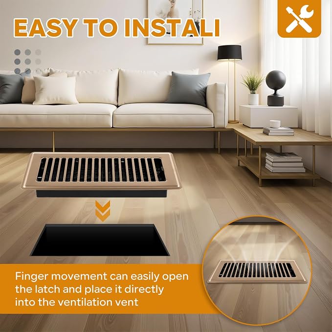 6x12 Floor Register, Floor Vent Covers for Home Floor Heavy Duty Steel Walkable Floor Vents Air Vent Covers for Sidewall and