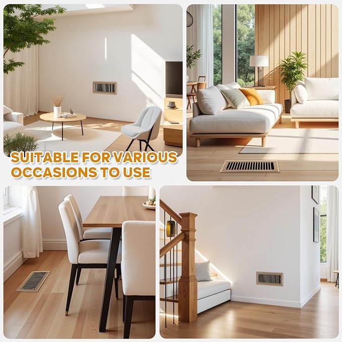 6x12 Floor Register, Floor Vent Covers for Home Floor Heavy Duty Steel Walkable Floor Vents Air Vent Covers for Sidewall and