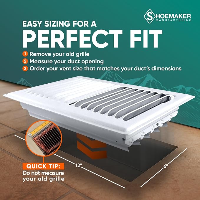 6x12 Floor Register – Glossy White Heavy Duty Metal Floor Vent Cover for Home Floors - Premium Forced Air Vent Covers
