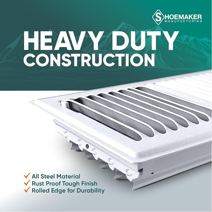 6x12 Floor Register – Glossy White Heavy Duty Metal Floor Vent Cover for Home Floors - Premium Forced Air Vent Covers