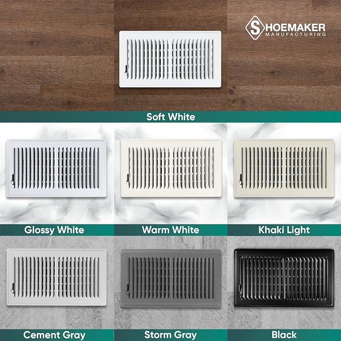 6x12 Floor Register – Glossy White Heavy Duty Metal Floor Vent Cover for Home Floors - Premium Forced Air Vent Covers