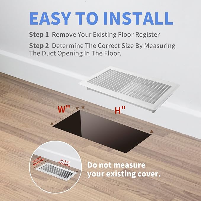 6x12 Inch Floor Register - Heavy Duty Steel Walkable Floor Vents - Easy Adjust Air Supply Lever - Vent Covers for Home
