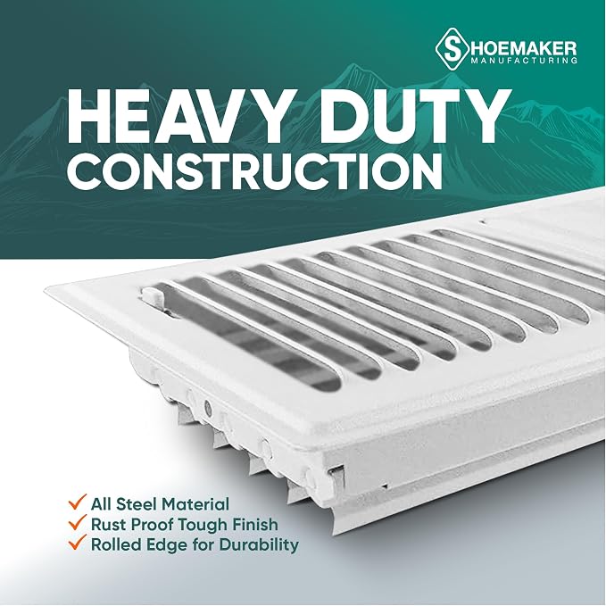 6x14 Floor Register – Soft White Heavy Duty Metal Floor Vent Cover for Home Floors - Premium Forced Air Vent, alternate view