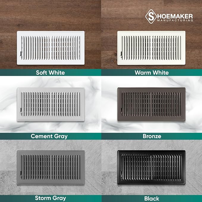 6x14 Floor Register – Warm White Heavy Duty Metal Floor Vent Cover for Home Floors - Premium Forced Air Vent Covers