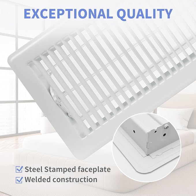 6x14 Inch Floor Vents Heavy Duty Floor Registers, Floor Air Vent Covers for Home Floor Wall Ceiling, Rust Proof Finish