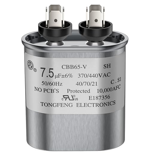 7.5 MFD uF 370/440 VAC CBB65B Dual Run Round Capacitor, UL Listed Motor Run Capacitor for Condenser Straight Cool or Heat