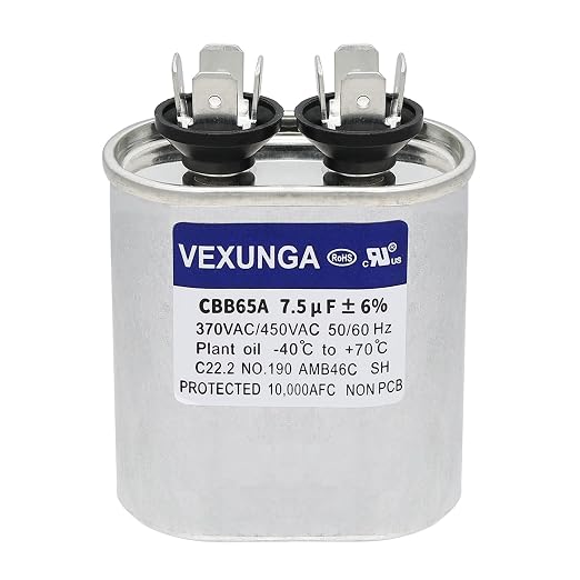 7.5uF 370/440VAC 50/60Hz CBB65 CBB65A Oval Run Start Capacitor 7.5 MFD 370V/440V Air Conditioner Capacitors for AC Unit Fan