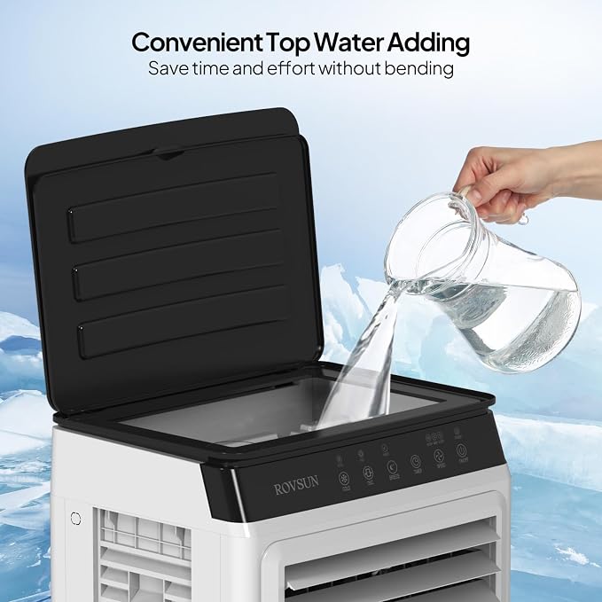 7.9Gal Portable Swamp Cooler, 2300CFM Evaporative Air Cooler with Auto Oscillating, Remote, 3 Speeds, 12H Timer & 4 Ice