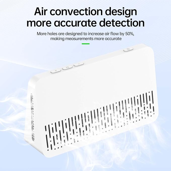 7-in-1 Air Quality Monitor, Indoor Humidity Monitor, Temperature, CO2, TVOC, HCHO, Time, alternate product view 6