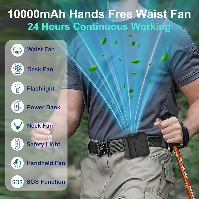 7-in-1 Multi-Use Portable Fan Hands Free Flashlight Etc,Christmas Gifts for Men Women,Turbo Powerful Cooling Personal