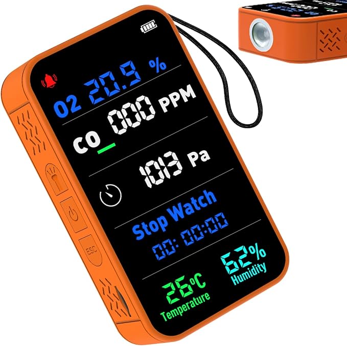 7-in-1 Portable Oxygen Detector,with CO,Carbon Monoxide,O2,Temperature,Humidity, product image