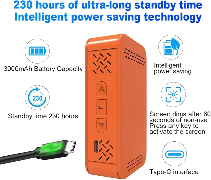 7-in-1 Portable Oxygen Detector,with CO,Carbon Monoxide,O2,Temperature,Humidity, alternate product view 7