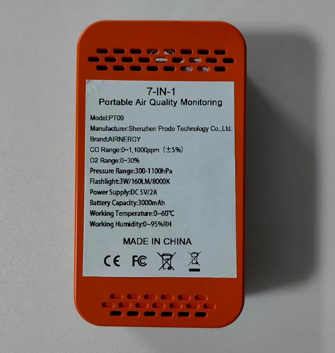 7-in-1 Portable Oxygen Detector,with CO,Carbon Monoxide,O2,Temperature,Humidity, alternate product view 10
