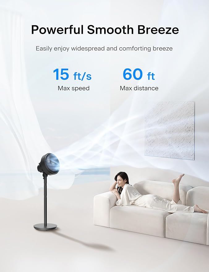 7-Inch Pedestal Air Circulator, Oscillation Fan, 3 Speeds, Adjustable Height (Tabletop/Standing Fan), 75°+90° Oscillation