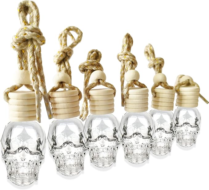 7 PCS MINI 10ml Skull Perfume Bottle for Car Air Freshener Pendant Essential Diffuser Oil Fragrance Aromatherapy Empty Bottle