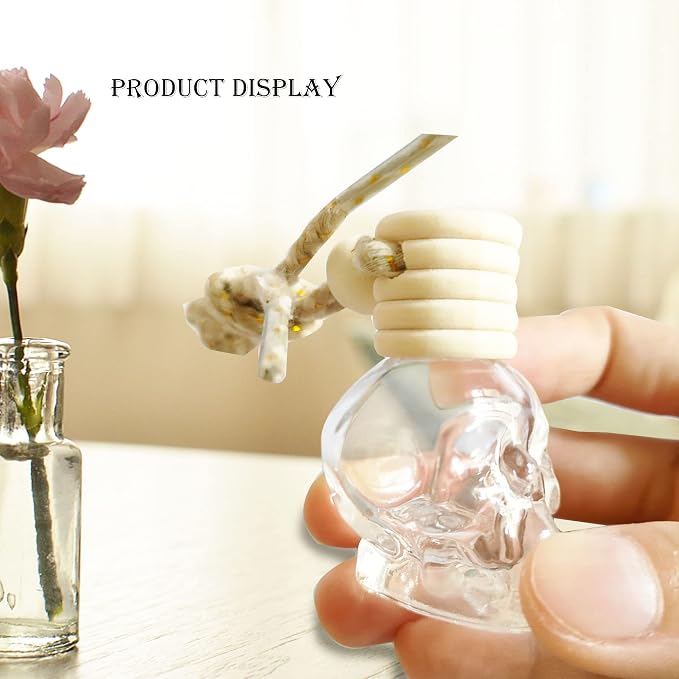 7 PCS MINI 10ml Skull Perfume Bottle for Car Air Freshener Pendant Essential Diffuser Oil Fragrance Aromatherapy Empty Bottle