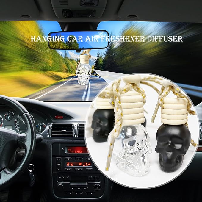 7 PCS MINI 10ml Skull Perfume Bottle for Car Air Freshener Pendant Essential Diffuser Oil Fragrance Aromatherapy Empty Bottle
