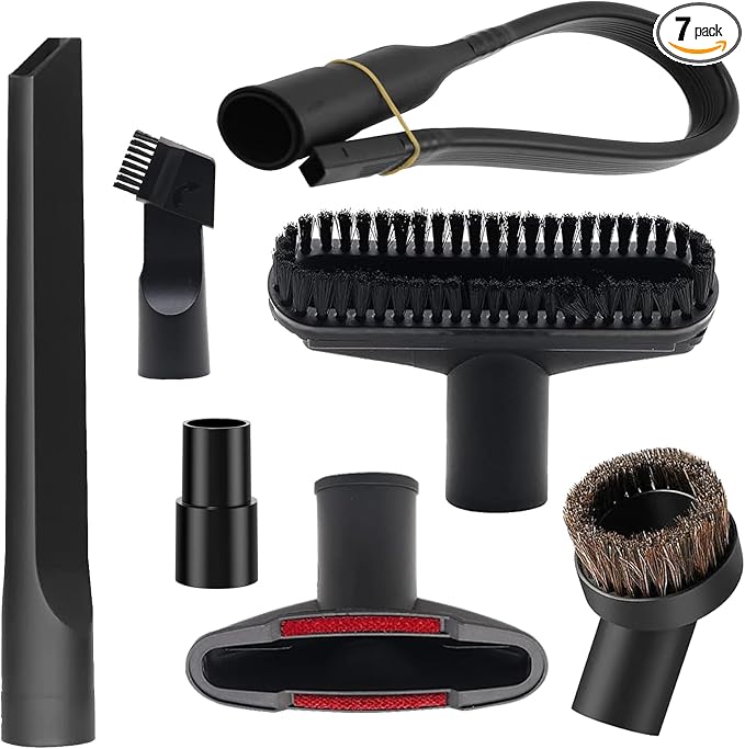 7 Pcs Universal Vacuum Cleaners Accessories 1 1/4 inch & 1 3/8 inch Vacuum Attachments Kit with Wet Dry Plastic Vacuum Hose
