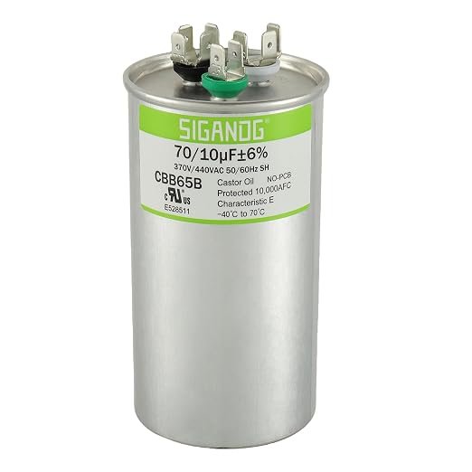 70/10 uF 70+10 MFD 370V or 440V CBB65 Dual Run Start Round Capacitor 70 10 uF MFD 370 440 Volt VAC for Condenser