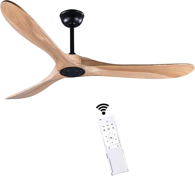 70" Farmhouse Ceiling Fan No Light, Wooden Ceiling Fan, Quiet DC Motor, 6-Speed Reversible Ceiling Fan for Living Room, Great