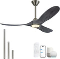 70 inch Large Ceiling Fans with Light, Modern Smart Ceiling Fan with Tuya App/ Alexa/ Google Assistant, Gray Solid Wood