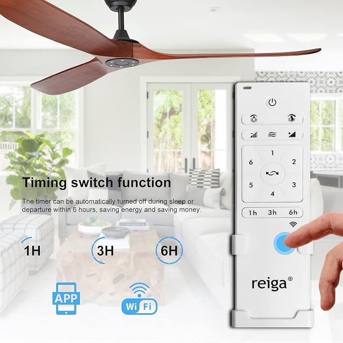 70 Inch Large Wood Ceiling Fan without Light, 3 Blade Indoor Outdoor High Airflow Silent Smart Ceiling Fans with Remote