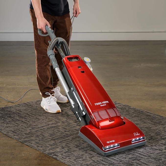 7000 Upright Vacuum – Powerful True HEPA Filtration, Bagged Dust Chamber, Stainless Steel Brush Roll, Onboard Tools