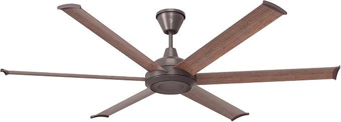 72" Bison Ceiling Fan with LED Light, Oil Rubbed Bronze (ORB) Motor, Walnut Foils, WiFi Smart Control, Large Room Indoor Fan