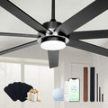 72" Black Smart Ceiling Fan with Light and Remote via WiFi Alexa APP Control,6 Speed Quiet DC Motor,Dimmable,7 Wood Blades