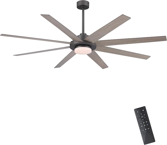 72" Ceiling Fan with Light and Remote Control, 6 Speed Reversible DC Motor, Dimmable LED Light, for Home and Commercial Use