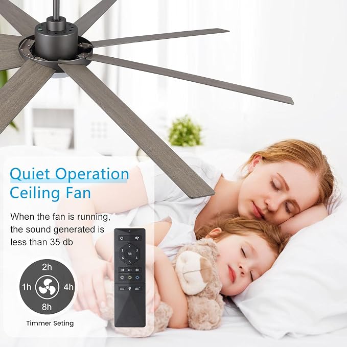 72" Ceiling Fan with Light and Remote Control, 6 Speed Reversible DC Motor, Dimmable LED Light, for Home and Commercial Use