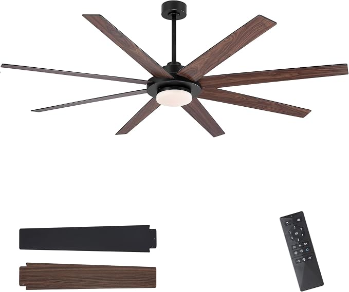 72" Ceiling Fan with Light and Remote Control, 6 Speed Reversible DC Motor, Dimmable LED Light, for Home and Commercial Use
