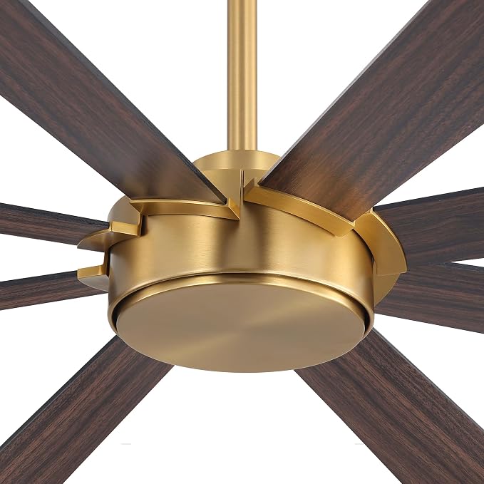72" Ceiling Fan without Light, Modern Large Ceiling Fan with Remote Control, 6-Speed Reversible Noiseless DC Motor, Gold and